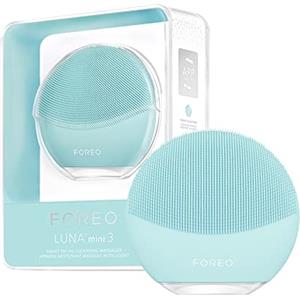FOREO LUNA mini 3 Spazzola pulizia viso - Compatto - Massaggio viso hi-tech, silicone ultraigienico - Pulizia semplice - Detergente viso hi-tech - Collegabile tramite app - Mint
