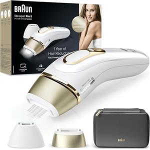 Braun Silk·expert Pro 5 Epilatore Luce Pulsata, Epilazione A Casa, Alternativa All'Epilazione Laser, Con Custodia, 2 Testine, Idea Regalo, PL5140, Bianco/Oro