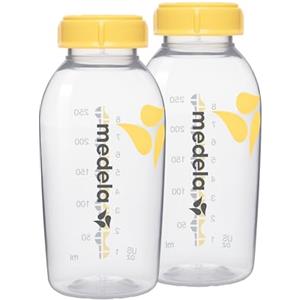 Medela Set Biberon da 250 ml senza BPA, Set con 2 Bottiglie per Estrarre, Conservare e Somministrare il Latte Materno, Design Resistente e Sicuro per Congelatore e Frigorifero