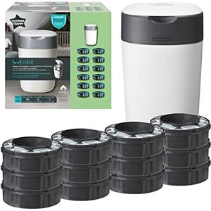 Tommee Tippee Starter set Mangiapannolini Avanzato Twist and Click, Sistema Più Ecologico con 12 Ricariche con Pellicola GREENFILM, Bianco