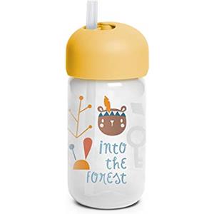 Suavinex 401207 Bicchiere Baby Training Cup Con Cannuccia Flessibile E Sistema Antigoccia, Da 18 Mesi, Forest Colore Giallo - 340Ml - 103 g