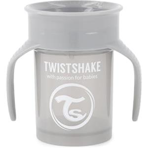 Twistshake 78930, 360 Cup Bicchiere Salvagoccia Antigoccia Bambini 230 ml, Tazza Biberon di Apprendimento da Bere, Bordo Anti-rovesciamento a 360°, Ergonomico, 6+ Mesi, Senza BPA, Grigio Pastello