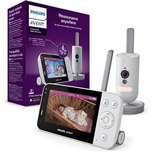 PHILIPS Avent Connected Baby Monitor con telecamera HD 1080p, visione notturna a infrarossi, audio bidirezionale, portata illimitata, Secure Connect, 12 ore (modello SCD923/26)