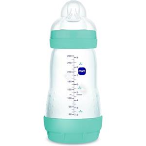 MAM Biberon Easy Start Anticoliche per Bambini di 2-4 Mesi, 260 ml con Tettarella Flusso 2 per 2+ mesi in Silicone SkinSoft, Bio-circolare, Verde