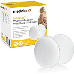 Medela Safe & Dry Coppette Assorbilatte Lavabili per il Seno, Traspiranti, Confezione da 4, Riutilizzabili