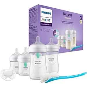 Philips Avent Set regalo per neonati con biberon con valvola Air Free - 4 biberon, ciuccio ultra soft e spazzola per biberon, per bambini da 0-12 mesi in su (modello SCD657/11)