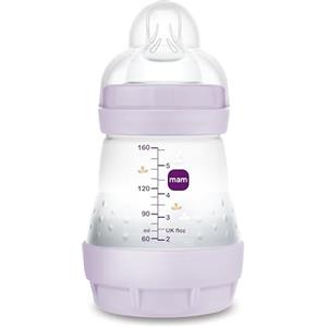 MAM Biberon Easy Start per Bambini di 0-2 Mesi, 160 ml con Tettarella Flusso 1 per 0+ mesi in Silicone SkinSoft, 160ml, Bio-circolare, Lilla