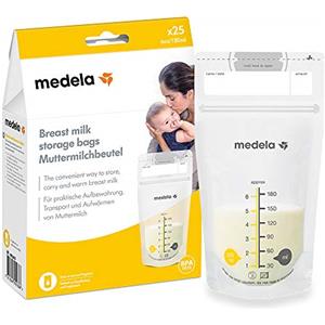 Medela Set di Sacche per la Conservazione del Latte Materno da 180 ml, Confezione da 25 Sacchetti per Raccolta del Latte Materno senza BPA con Doppia Chiusura, Congelamento e Scongelamento Rapido