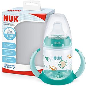 NUK First Choice+ bicchiere antigoccia | 6-18 mesi | Beccuccio in silicone a prova di perdite | Controllo temperatura | Sfiato Anti-Colica | Senza BPA | 150ml | verde