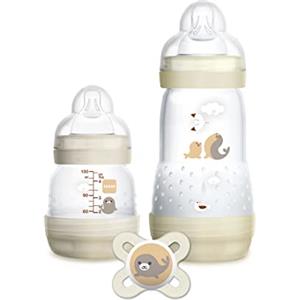 MAM Starter Set di 2 Biberon Easy Start Anticolica, 130ml e 260 ml con Tettarella in Silicone SkinSoft, con Ciuccio Start Nanò, 0+ Mesi, Neutro