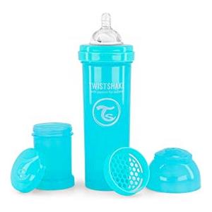 Twistshake Anticolica Biberon 330 ML, con Silicone Tettarella a Flusso Rapido per Bambini da 4+ Mesi, Sigillato Contenitore, Senza BPA, Blu Pastello