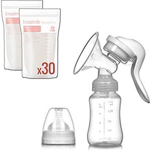 belltop Tiralatte manuale + 30 Sacchetti latte materno. Tiralatte a mano singolo - biberon 150mL. Tiralatte portatile: estrazione facile. Sacchetti latte materno freezer - contenitori latte materno 250mL.