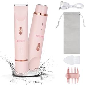 Bestauty Rasoio intimo donna 2 in 1 - Rasoio elettrico donna IPX7 Impermeabile Senza Fili Leggero e Portatile - Adatto per Uso a Secco e Bagnato - Per Ascelle, Gambe, Area Bikini, Viso, Rosa