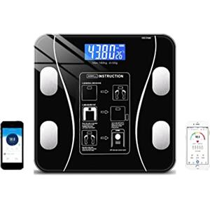 DISCORAMA® - BILANCIA PESAPERSONE DIGITALE PROFESSIONALE CON APP, BILANCIA BLUETOOTH MISURA PESO CORPOREO 180KG, MISURA MASSA GRASSA MASSA CORPOREA, ALTA PRECISIONE CALORIE