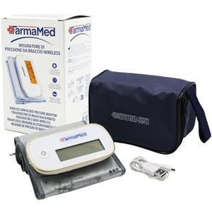 FarmaMed Misuratore Pressione Arteriosa da Braccio Digitale Wireless, Sfigmomanometro Digitale Braccio, Diastolica e Sistolica, Frequenza Cardiaca, 90 Memorie, Schermo LCD, Ricarica USB, con Custodia