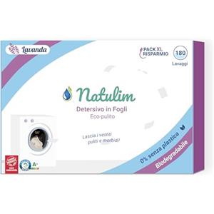 Natulim - Detersivo a strisce per lavatrice (180 lavaggi) - Include effetto ammorbidente, ecologico, ipoallergenico, Made in EU - Biancheria pulita e morbida senza sporcare il pianeta (Lavanda)