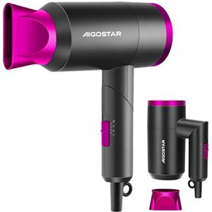 Aigostar Diane 32QYD - Asciugacapelli professionale 1800 Watt con 3 temperature e 2 velocità. Protezione surriscaldamento. Maniglia pieghevole ideale per viaggi, salone, uso domestico ecc.