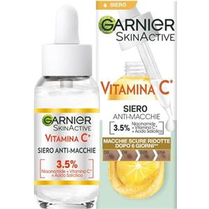 Garnier Siero Vitamina C Anti-Macchie, Illuminante e Rimpolpante, Arricchito con Vitamina C, Niacinamide e Acido Salicilico, Pelle Libera da Macchie Scure e Incarnato Luminoso, 30 ml