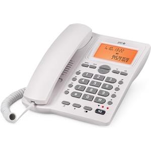 SPC Office ID 2 - Telefono fisso con display illuminato, 4 memorie dirette e 10 indirette, 2 livelli di suoneria, ID chiamante, segnale luminoso, vivavoce, da tavolo o a parete - Bianco