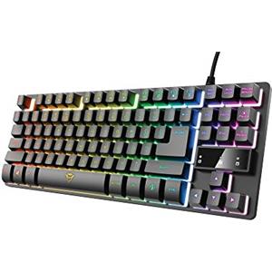 Trust Gaming Tastiera GXT 833 Thado, in Metallo con illuminazione LED Multicolore, Layout Italiano QWERTY, Design Compatto TKL (più piccolo del 20%), Anti-Ghosting, USB Plug & Play, PC/Computer