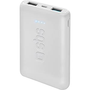 SBS Powerbank 5000 mAh Ultra Compact a Ricarica Rapida, Mini Batteria Esterna con Due Porte USB, Tascabile e Leggero per iPhone, Samsung, Xiaomi, Oppo, Huawei