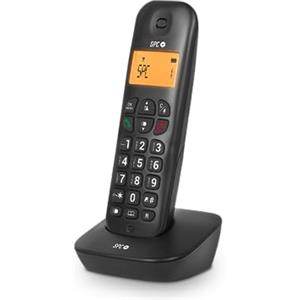 SPC Air - Telefono fisso cordless con schermo illuminato, ID chiamante, rubrica 20 contatti, modalità Mute, 5 melodie disponibili, compatibilità GAP e modalità ECO - Nero