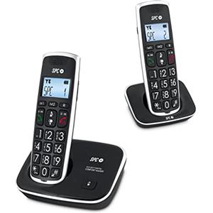 SPC Comfort Kaiser Duo - Telefono cordless Duo per anziani con tasti e numeri XL, Suono Extra-amplificato, 2 Memorie Dirette, Agenda e Vivavoce