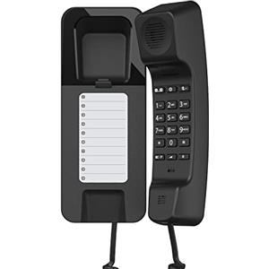 Gigaset DESK200 - Telefono a filo compatto, da tavolo o parete, con cavo elastico - 10 voci di selezione rapida - ricomposizione del numero chiamato - selezione DTMF o a impulsi regolabile, nero