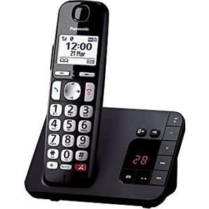 Panasonic KX-TGE260JTB Telefono Cordless, Volume Potenziato, Segreteria Telefonica, Blocco Chiamate, Identificazione Chiamante, Ideale per Anziani, Facile da Usare