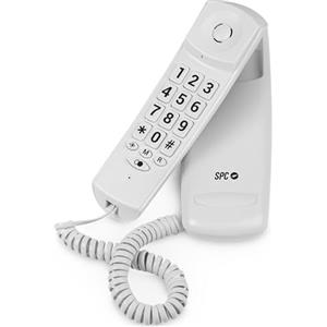 SPC Original Lite 2 - Telefono fisso da tavolo o da parete, compatto e facile da usare, segnale luminoso, 10 memorie indirette, tasti grandi, funzione di ricomposizione - Bianco