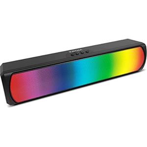 KROM K-POP- Soundbar 2x3 RMS, audio stereo, Bluetooth, slot per schede TF, LED RGB, USB, connessione ausiliaria jack da 3,5 mm, dimensioni 280 x 59 x 60 mm, colore nero