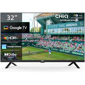 CHiQ TV L32G7V da 32 pollici, Google TV, HD, Design senza cornice, Assistente Google, Google Play, Chromecast integrato, Triplo sintonizzatore (DVB-T2/S2/C), 5G Wi-Fi, Bluetooth, HDMI ARC, USB2.0, CI+