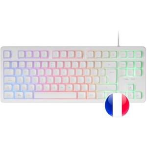 Mars Gaming MK023, Tastiera Gaming TKL, Tecnologia Ibrida H-Mech, Illuminazione FRGB Rainbow, Anti-ghosting, Compatibilità Universale, Bianco, Lingua Francese