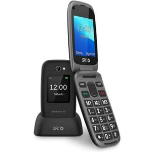 SPC Harmony 4G - Telefono cellulare flip anziani con tasti grandi, compatibile con apparecchi acustici, configurazione remota, pulsante SOS, volume della suoneria alto, base di ricarica, nero