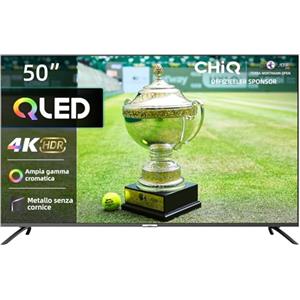 CHiQ Smart TV QLED 50 pollici 4K, Ampio spettro cromatico UHD con HDR, telecomando a controllo vocale, Chromecast integrato, Dolby Audio, DBX-TV, Bluetooth 5.0, Wi-Fi Dual Band, U50QM8E 2023