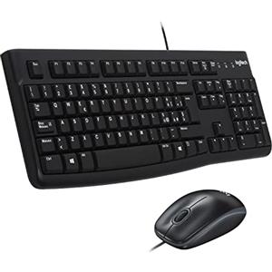 Logitech MK120 Combo Tastiera e Mouse con Filo per Windows, Mouse Ottico Cablato, Tastiera di Dimensioni Standard, USB Plug-and-Play, Compatibile con PC, Laptop, Layout Italiano QWERTY - Nero