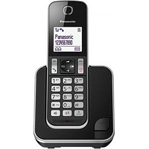 Panasonic KX-TGD310JTB Telefono Cordless Digitale, Unità Base e 1 Ricevitore, Display LCD Bianco, Vivavoce, ID Chiamante, Blocco Chiamate Indesiderate, Modalità Eco Plus, Sicurezza DECT, Nero