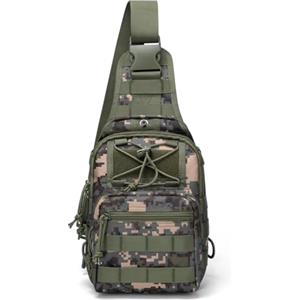 GOLF QUALITY Marsupio Tattico Borsa Tattica da Cintura Uomo Militare Borsa a Tracolla militare, Mini Zaino per Viaggio, Escursioni, Campeggio, Zaino Sling Militare, Borsone Trekking,Verde Mimetico