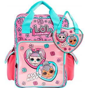 L.O.L. Surprise! Zainetto Bambina Zaino Scuola per Ragazze Zaino Scuola Elementare Bambina Cartella Scuola Tempo Libero Viaggio Accessori LOL Idea Regalo per Bambine (Rosa/Blu)