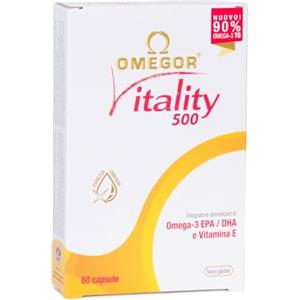 OMEGOR® Vitality 500 con 90% di Omega-3 TG! Certificato 5* IFOS dal 2006. EPA 535mg e DHA 268mg per capsula. Struttura min. 90% trigliceridi e distillazione molecolare | 60 capsule