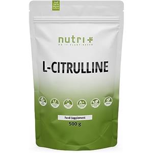 Nutri + L-CITRULLINA MALATO IN POLVERE 500g - Altamente dosata + Vegan + Pura - Booster per bodybuilding e fitness - L-Citrulline Malate DL 2:1 in polvere - Qualità Premium da fermentazione vegetale