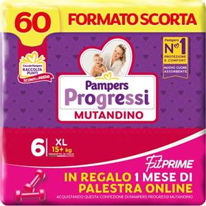 Pampers Progressi Mutandino & Fit Prime Extralarge, 60 Pannolini, Taglia 6 (15+ Kg)