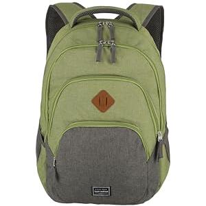 travelite zaino bagaglio a mano da viaggio con scomparto per laptop 15.6 pollici, serie di valigie BASICS Daypack Mélange: zaino alla moda in look mélange, 45 cm, 22 litri, Grigio/Verde