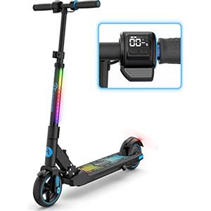 EVERCROSS EV06C Monopattino Elettrico, 6.5'' Monopattino Elettrico pieghevole per Bambini dai 6 ai 12 anni, fino a 15 KMH e 8 KM, display a LED, luci LED colorate, E Scooter per Bambini Bambine