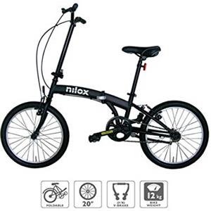 Nilox, Bike X0, Bici Pieghevole, Facile da Trasportare, Design Moderno, con Telaio Opaco in Acciaio, Bicicletta Leggera, 12 kg di Peso, con Cerchi in Alluminio da 20