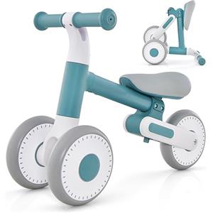 RELAX4LIFE Bicicletta di Equilibrio senza Pedali Pieghevole per Bambini 1-3 Anni con Sterzo a 135°, Sedile Regolabile in altezza, 3 Ruote, Portata 25 kg,52 x 17 x 37 cm, 2 kg (BLU)
