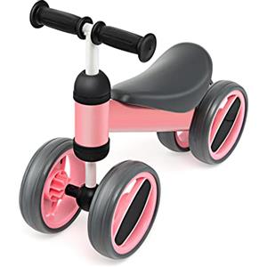 RELAX4LIFE Bicicletta senza Pedali con 4 Ruote, Robusto, Limite di Sterzata di 135°, Bicicletta Equilibrio, Regalo Perfetto per Bambini, Bicicletta per Bambini da 1 a 3 Anni(rosa)