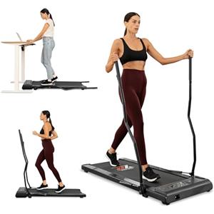 YM Tapis Roulant Elettrico 4 in 1, NORDIC WALKING + CORSA + CAMMINATA + WORKSTATION, Picco 2,5 HP, Spessore 11 cm Super Slim, 10 km/h, 6 Programmi, Telecomando da polso, Garanzia e Assistenza ITALIA