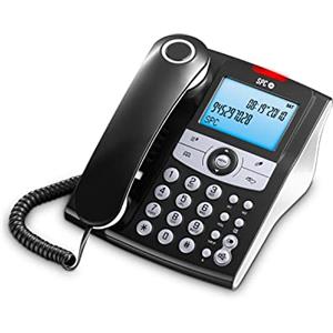 SPC Elegance ID - Telefono fisso da tavolo con schermo illuminato, 2 memorie dirette, rubrica, ID chiamante, vivavoce e segnale luminoso per chiamate perse
