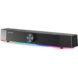 LEFANDI Altoparlanti PC Bluetooth 5.0, Soundbar per PC e TV, Altoparlante da Gioco Con Luci LED, Casse PC con USB, Jack AUX 3.5 mm, Altoparlanti per Computer, Laptop, TV - Nero